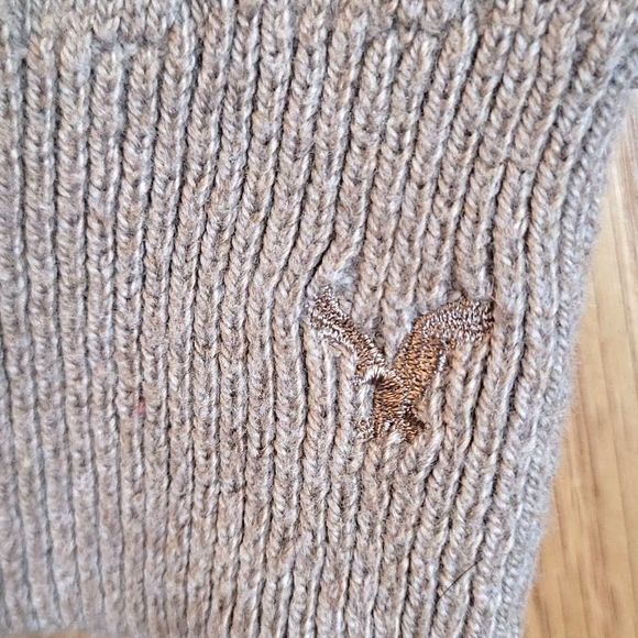 American Eagle Aztec Cable Knit Sweater Tribal Textured Boat Neck Dressy Casual - Picture 13 of 16